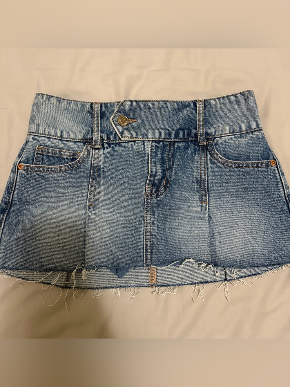 garage blue denim mini skirt